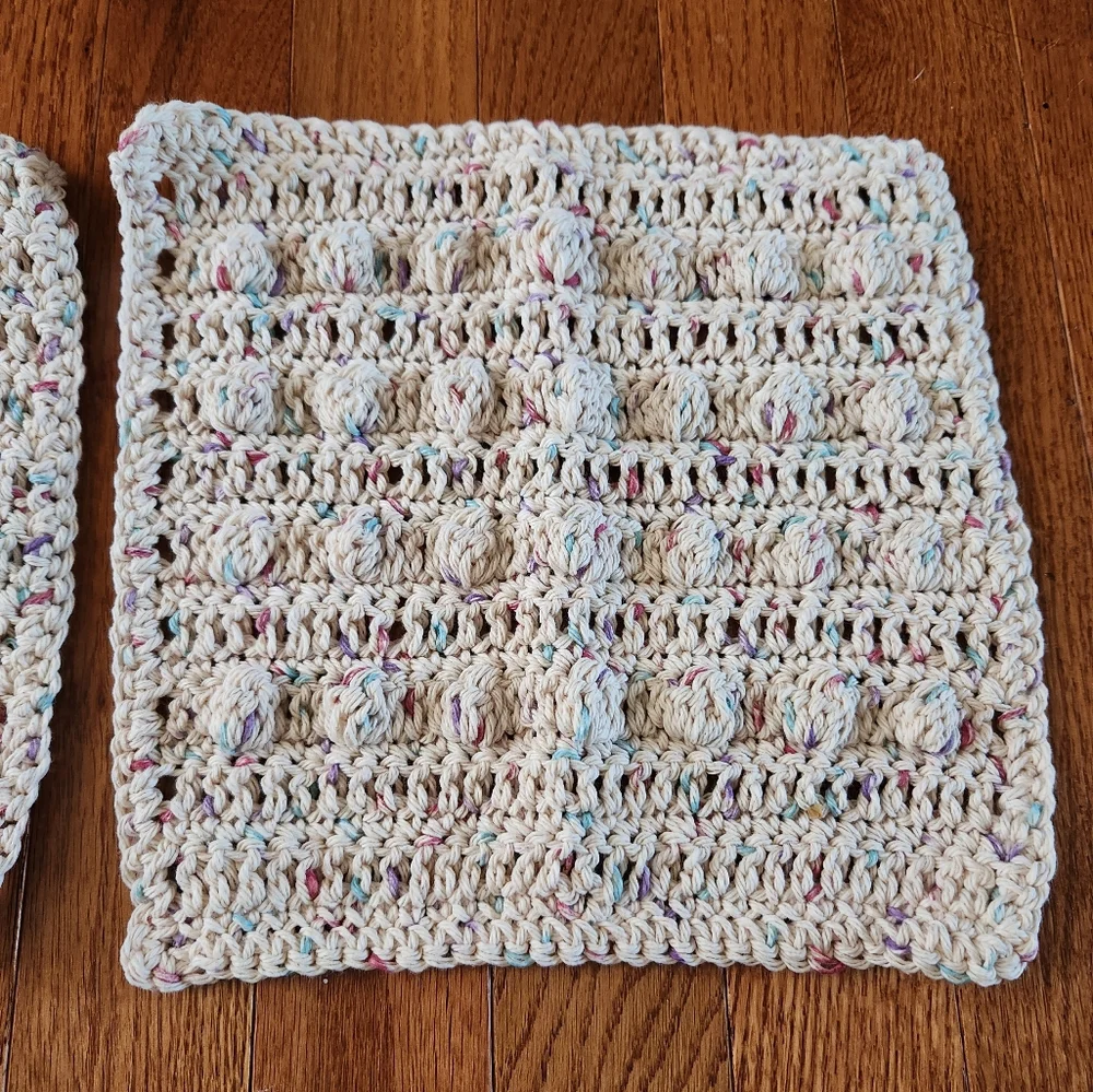 Crochet Shower Pouf and Bobble Washcloth Set